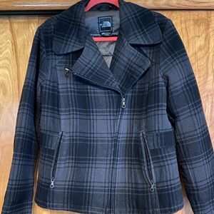 North Face Plaid Asymmetrical-Zip Coat - XL